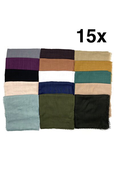 nazipek Flamlı 15'li Paket Dağıtmalık Pamuklu Yazma Eşarp Düğün Kına 100x100