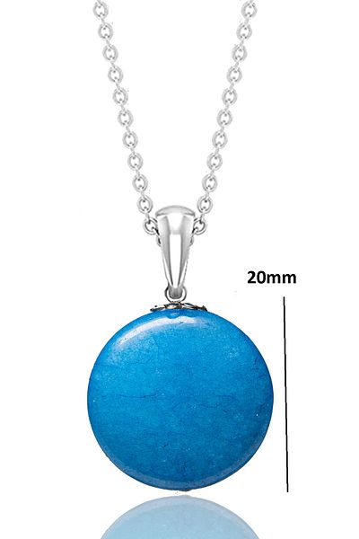 Tesbih Atölyesi Certified Blue Agate Stone Necklace - 1st quality