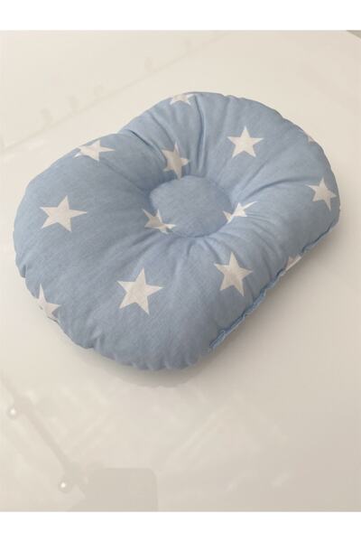 Jaju Baby وسادة رأس مسطحة باللون الأزرق للأطفال حديثي الولادة