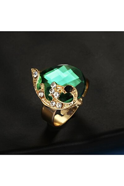 Takıtolia Victorian African Crystal Emerald Green Jewelled Water Drop Necklace Earrings Ring Valentine's Day Gift Set