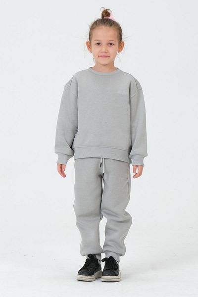 Black One Girl's Crew Neck 3 Thread Fabric Printed Children's Top and Bottom Tracksuit Set