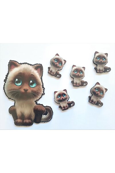 AKIN AKSESUAR HEDİYELİK زخرفة خشبية لخزانة حائط الباب مع شكل قطة لطيف