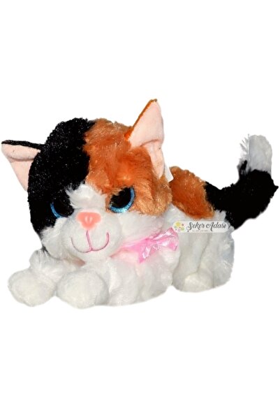 Şeker Adası Acar Black Yellow Lying Cat Large Plush with Voice 25 Cm--Skradap...