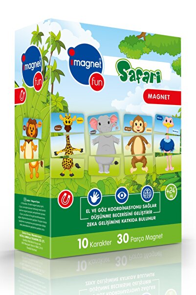 imagnetfun لعبة Safari Magnet - 3 قطع، 10 حيوانات غابة، 30 قطعة +24 شهرًا