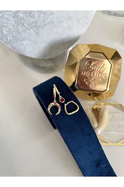 SU PERİSİ TAKI BİJUTERİ مجموعة من 3 أقراط على شكل هلال ذهبي