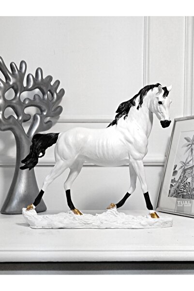 Dekoromi Dekoratif Yürüyen At Biblo Heykel Beyaz