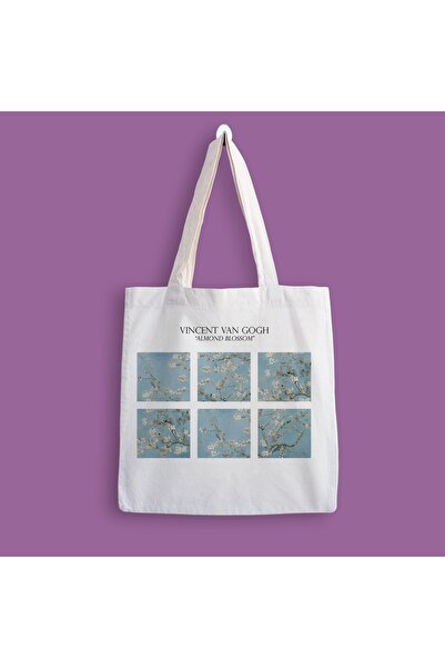 designedfy Έντυπη υφασμάτινη τσάντα Van Gogh Almond Blossom 2