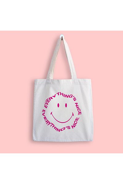 designedfy Geantă din Pânză Imprimată Smile