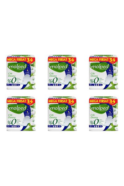 Molped Pure&soft Hygienic Pad Night Super Mega Pack 204 Pieces