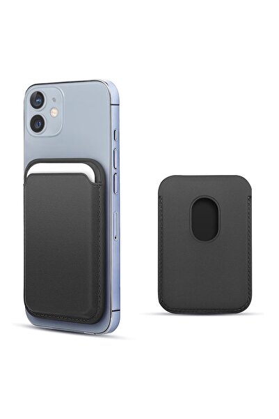 Microsonic Apple Iphone 12 Leather Wallet Magsafe Siyah