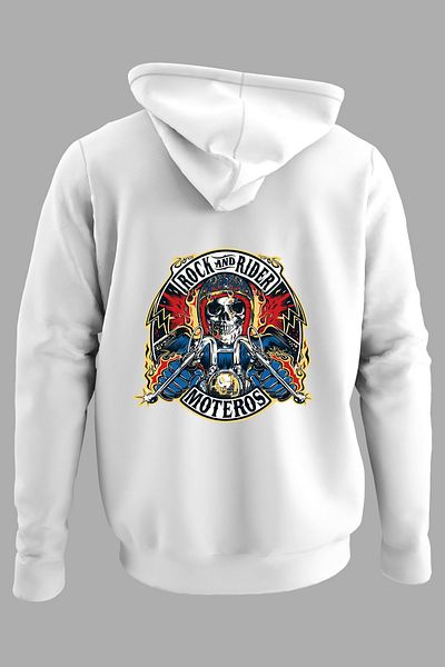Raf Coll Unisex Oversize Λευκή κουκούλα Sons Of Anarch Digital Printed