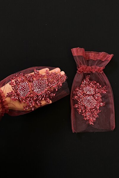 ZEYMERADE Bordo Vip Delux Gelin Eldiveni, Kına Eldiveni