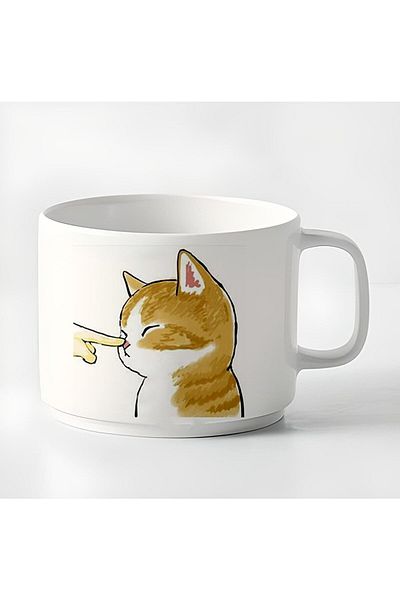 GünayStore Double Turkish Coffee Cup & Espresso Dost Kedi 180 Ml