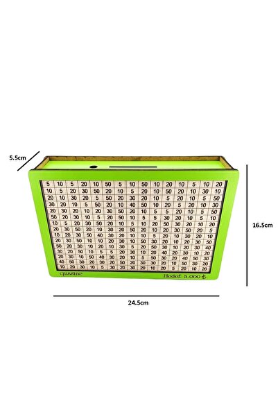 Zarif İnci Parabox Hedef Kumbarası Hedefli Para Biriktirme Kutusu 5.000 Yeşil...