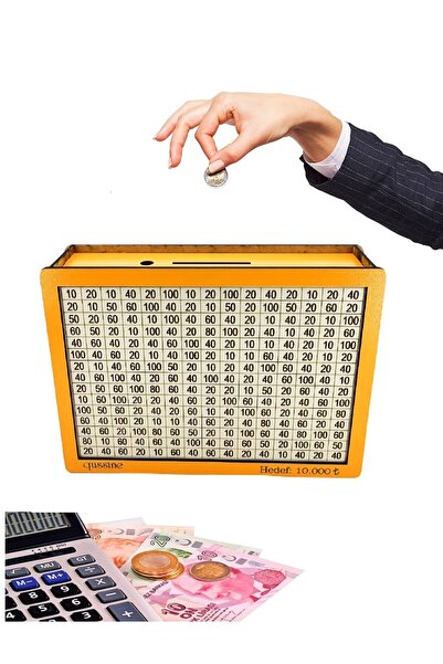 qussine Hedefli Para Biriktirme Kutusu Parabox Hedef Kumbarası 10.000 Turuncu...