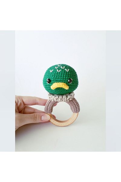 CARMELİNA Duck Rattle, Hand Knitted, Amigurimi