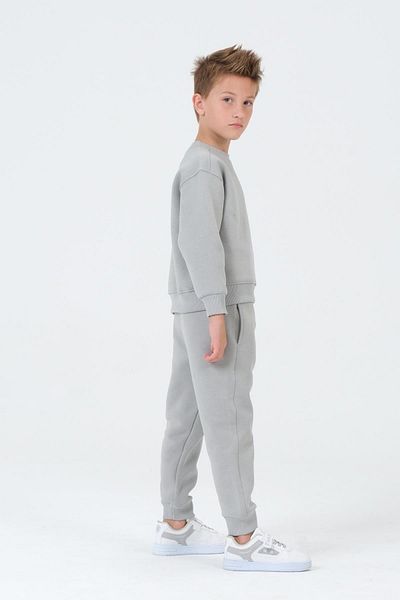 Black One Boy's Crew Neck 3 Thread Fabric Printed Children's Top and Bottom Tracksuit Set