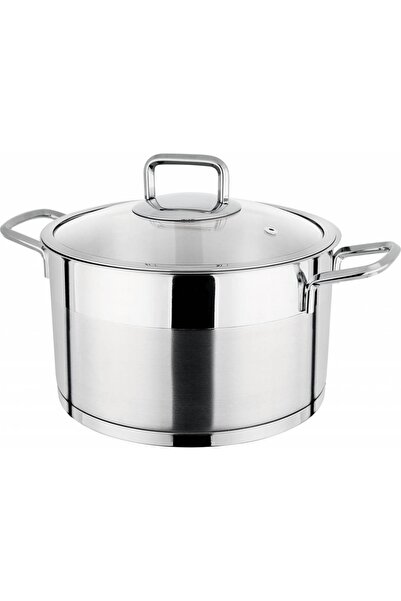 Lines Silver Gümüş Metal Kulplu Derin Tencere- 24 Cm