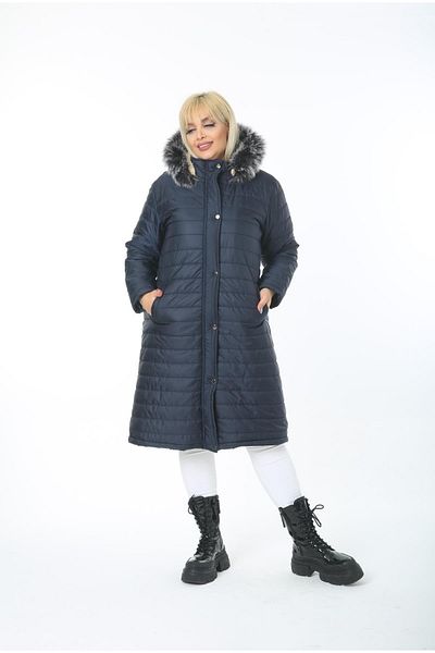 By Alba Collection Women's Navy Blue Puffer Quilted Large Size Coat