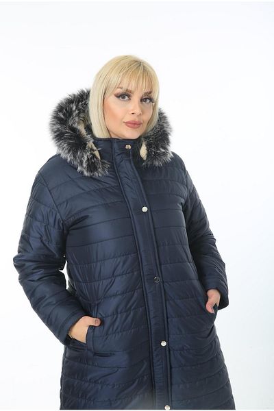 By Alba Collection Women's Navy Blue Puffer Quilted Large Size Coat
