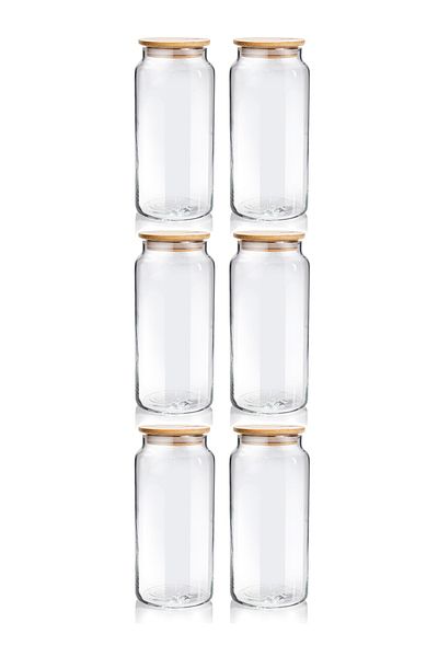 Perotti Dario Maxi 6 Pieces Labeled Glass Jar Set with Bamboo Lids