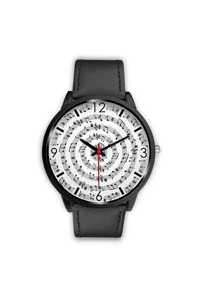 Herşey Nota ساعة يد نوتا ميلودي سوداء للنساء والرجال