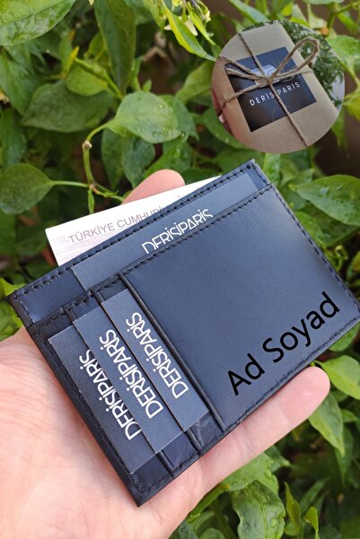 YNS LEATHER Kişiye Özel Isim Yazılı Hakiki Deri Kartlık Cüzdan