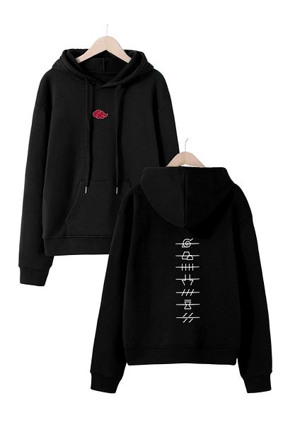 Deocept Hanorac cu glugă supradimensionat unisex cu imprimeu anime Naruto