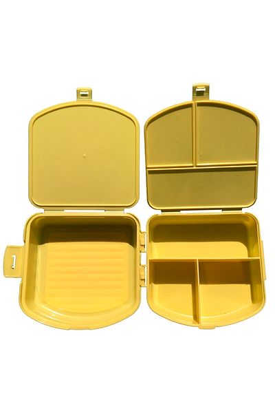 Vakia Yellow Compartmented Lunch Box / Two Compartment Feeding Storage Container Box