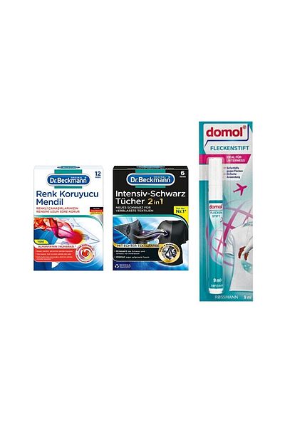 Dr.Beckmann Color Protective Wipes 12 Pack + Protective Wipes for Black 6 Pack + Domol Stain Remover Pen 9 Ml
