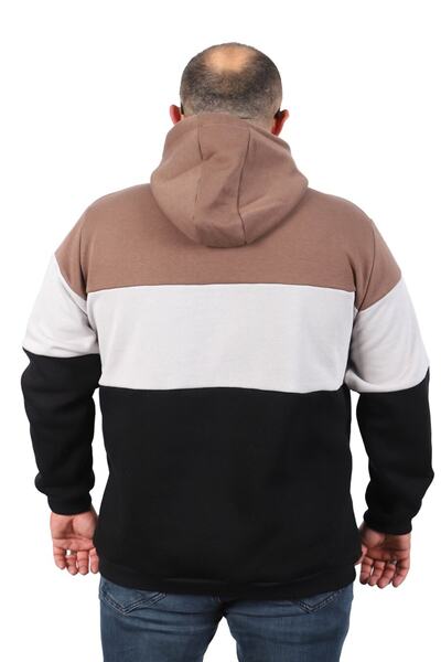 MocGrande Μεγάλο μέγεθος κομματιασμένο με κουκούλα ιδρώτας 22736 Tan