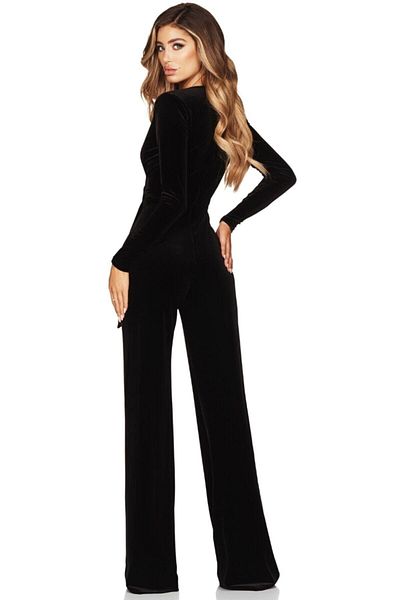 WAY OF LOVE Low-cut Velvet Jumpsuit
