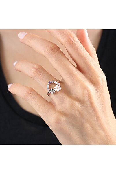 Mia Vento Bahar Bahçesi Manolya Çiçeği Flowers Gümüş Yüzük