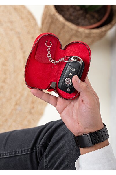 Niki Leather Leather Red Zippered Home Car Keychain