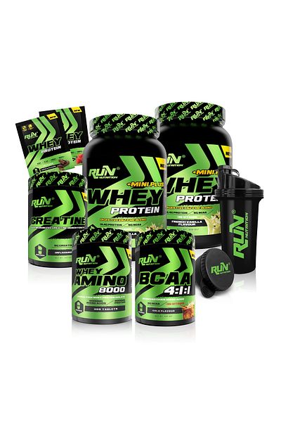 Run Nutrition Fitness Pack Large Muscle Mass-2xmini Plus Fr.vanilla, Bcaa Cola, Creatine, Amino8000 - 4 Gifts