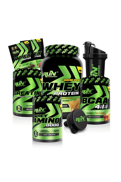 Run Nutrition Fitness Pack Small Extra - Whey Mini Plus, Creatine, Bcaa, Amino8000 - Biscuits, Cola - Gift