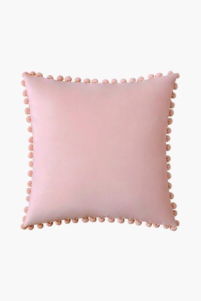Bc Home Pudra Pembe Minik Ponponlu Yumuşak Dokulu Kare Kırlent Kılıfı Iskandi...