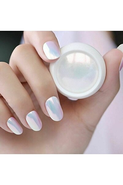Perissy 1 Adet Inci Tozu Protez Tırnak Nail Art Beyaz Ayna Inci Toz