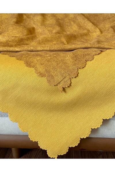 POYRAZ Hardal Nubuk Damarlı Çift Taraflı Şönil Çekyat Koltuk Örtüsü Şalı