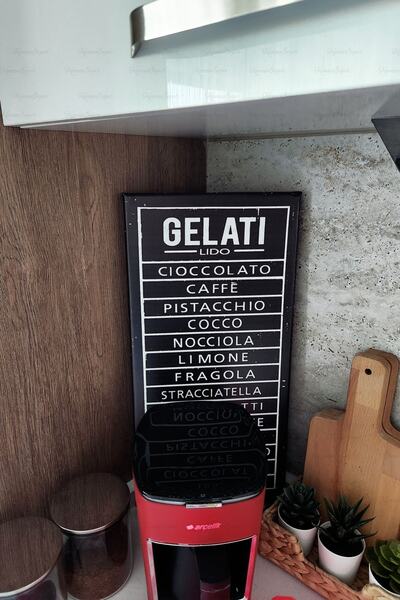 KanvasSepeti 50x20cm Tek Parça Siyah Gelati Tablosu Caffe Gelati Mutfak Tablo...