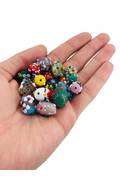 Selvi Konsept El Yapımı Cam Çiçek Boncuk Karışık Renk-boyut 5 Adet