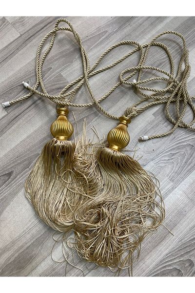 Fon Dünyası Background Curtain Ceiling Tie Accessory Tasseled Milk Coffee (2pcs)