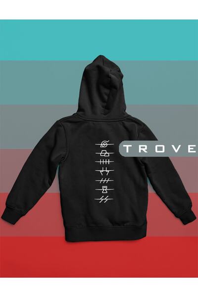 TROVE Hanorac unisex Akatsuki Naruto cu simbol, imprimat pe spate, cu glugă, ...