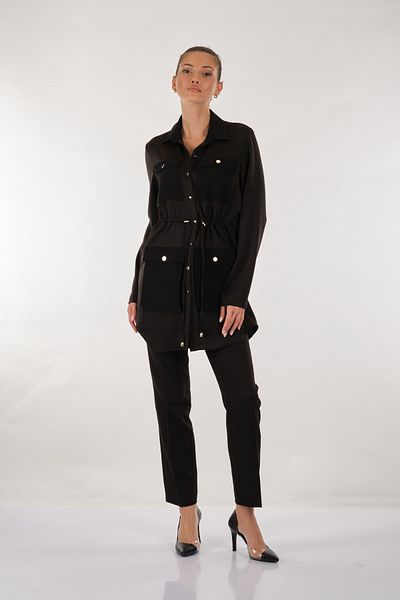 GARNİ Straight Collar Pocketed Black Women's Tunic 22ytnk01089
