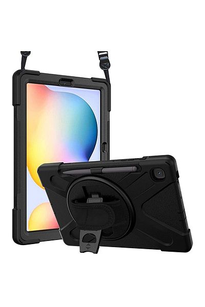 Nezih Case Samsung Galaxy Tab S6 Lite P610 Case Defender Armored Tank Case with Strap Black