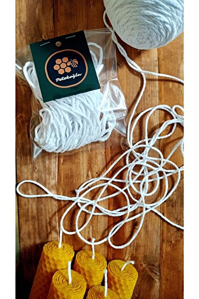 Petekoğlu (3 METRE) Çapı 1cm Ile 3 Cm Arası Mumlar Için Mum Fitil %100 Pamuk Ip Ince 3mm