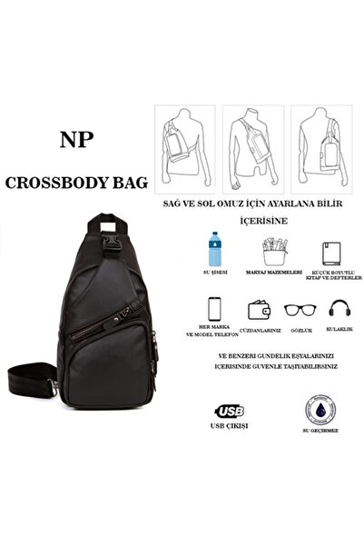 Newish Polo Unisex Washing Leather Cross Strap Shoulder Chest and Sports Daily Backpack Travel Bag with USB Headphone Outlet.