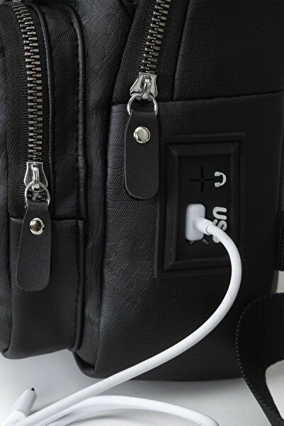 Newish Polo Unisex Washing Leather Cross Strap Shoulder Chest and Sports Daily Backpack Travel Bag with USB Headphone Outlet.