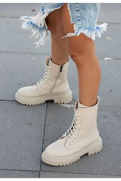 BRGL Γυναικείες μπότες με ραμμένη σόλα Ultra Light Poly Skin Beige