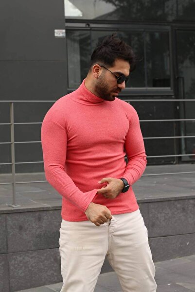 butilela Pink Turtleneck Unisex Knitwear Sweater